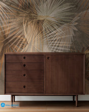 Load image into Gallery viewer, Luxe Earthy Palm Abstract Wall Mural in warm neutral botanical tones