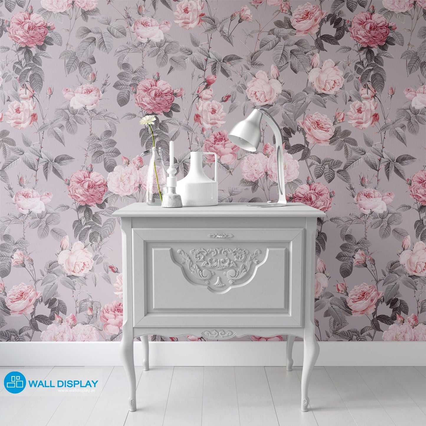 Bloom Powder Room - Floral Wallpaper walldisplay wallpaper-dubai