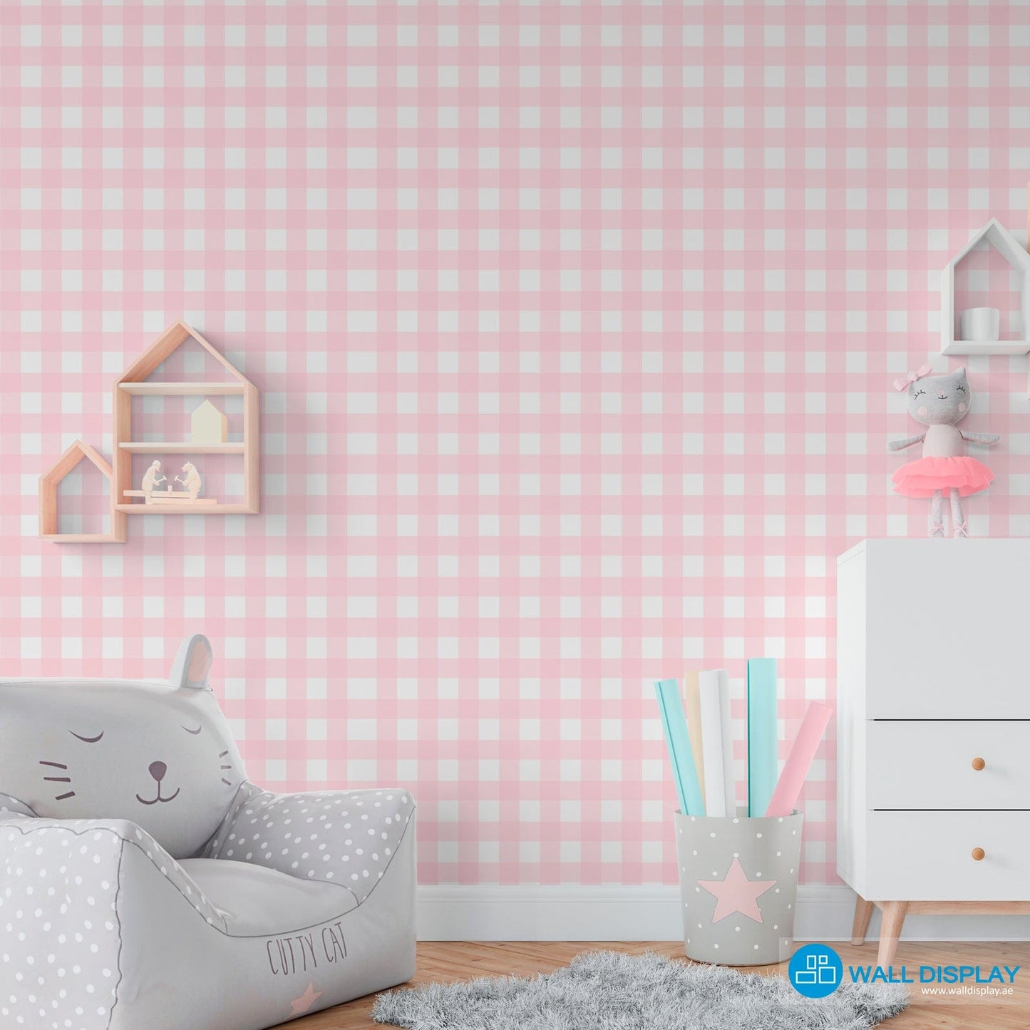 Gingham Pattern - Kids Wallpaper walldisplay wallpaper-dubai