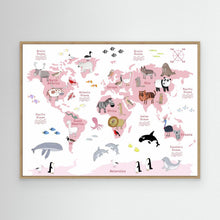 Load image into Gallery viewer, Animals of the World Map - white by Carla Daly
