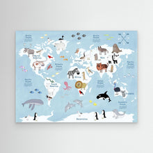 Load image into Gallery viewer, Cute Animal World Map by Carla Daly