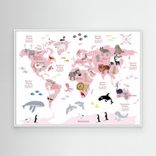 Load image into Gallery viewer, Animals of the World Map - white by Carla Daly