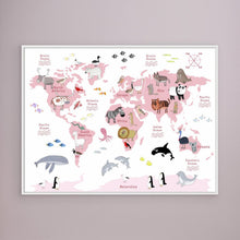 Load image into Gallery viewer, Animals of the World Map - white by Carla Daly