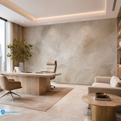 Aqua Mist Marble Wall Mural with soft blue, pearl white and grey natural stone textures