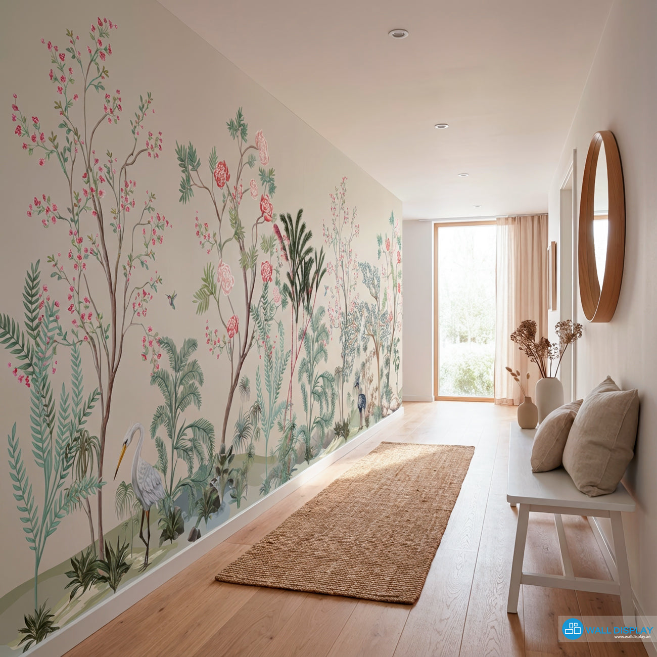 chinoiserie wall mural, floral botanical wallpaper, luxury wall mural, nature inspired wallpaper in Dubai, Abu dhabi , UAE