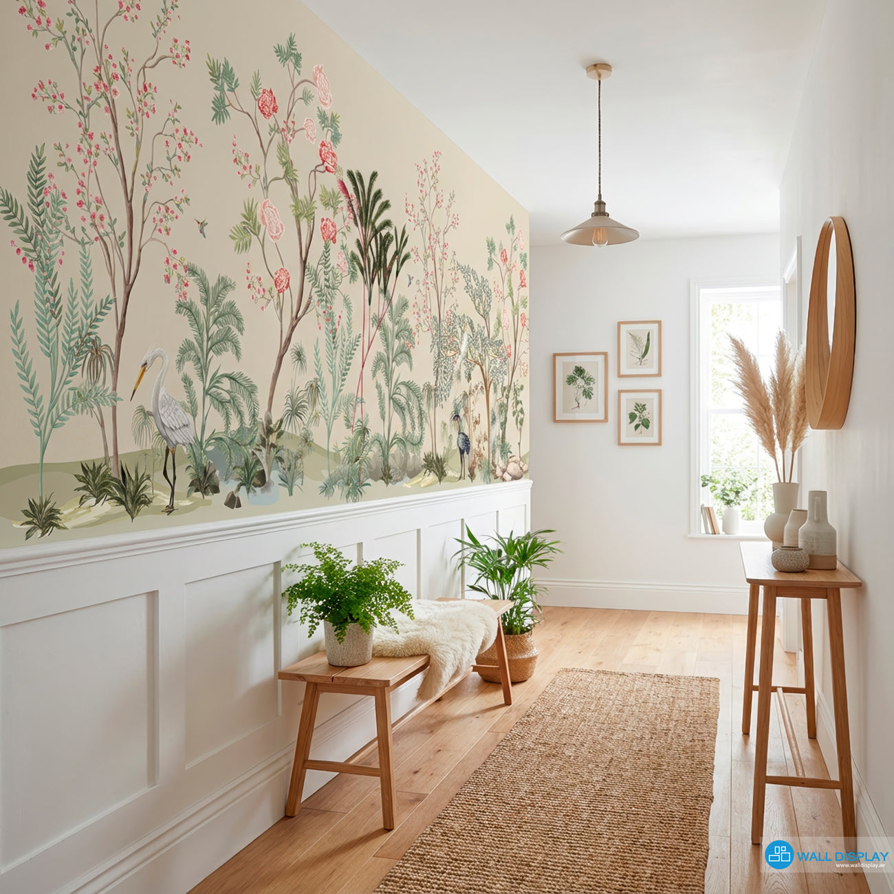 chinoiserie wall mural, floral botanical wallpaper, luxury wall mural, nature inspired wallpaper in Dubai, Abu dhabi , UAE