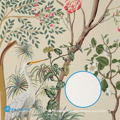 chinoiserie wall mural, floral botanical wallpaper, luxury wall mural, nature inspired wallpaper in Dubai, Abu dhabi , UAE
