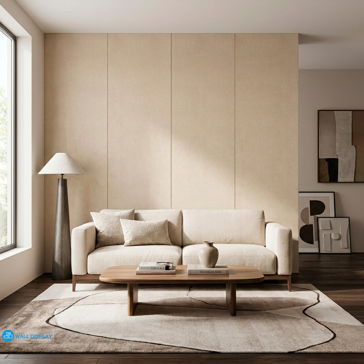 Deco Linen Beige Textured Wallpaper with premium linen-look texture for modern interiors