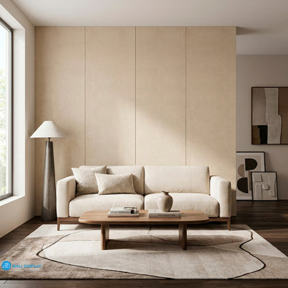 Deco Linen Beige Textured Wallpaper with premium linen-look texture for modern interiors
