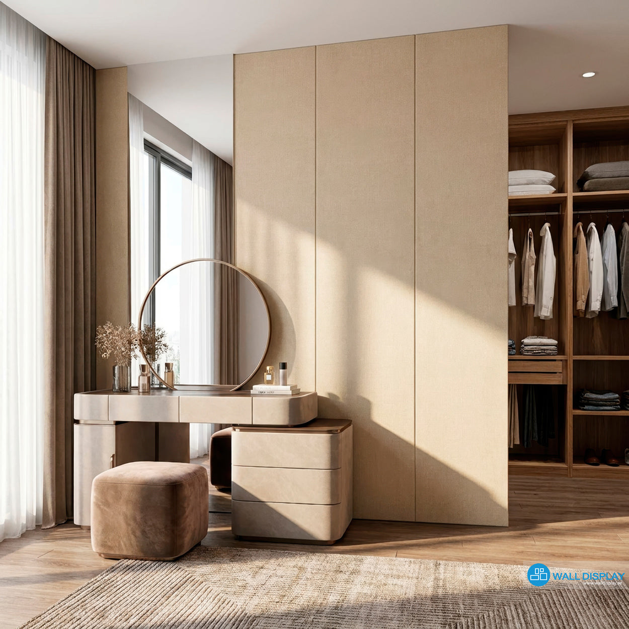 Deco Linen Beige Textured Wallpaper with premium linen-look texture for modern interiors