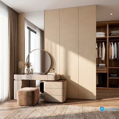 Deco Linen Beige Textured Wallpaper with premium linen-look texture for modern interiors