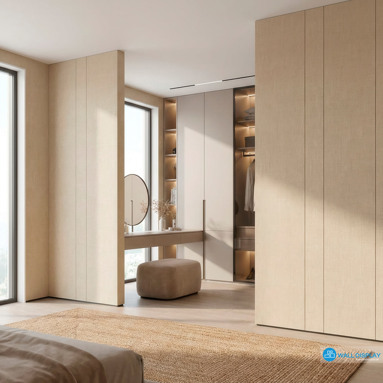 Deco Linen Beige Textured Wallpaper with premium linen-look texture for modern interiors