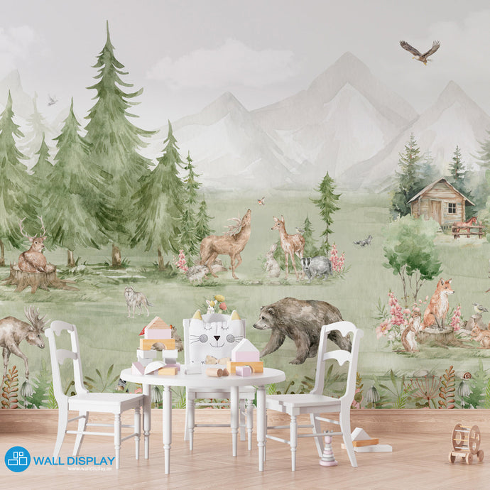 Forest Friends Mural - Kids Wallpaper in Dubai, Abu dhabi and All UAE