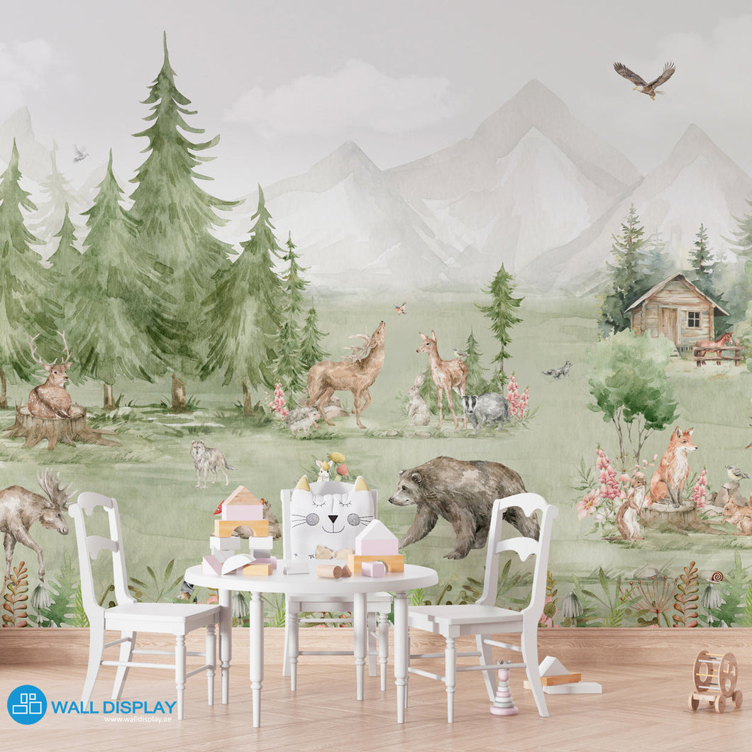 Forest Friends Mural - Kids Wallpaper in Dubai, Abu dhabi and All UAE