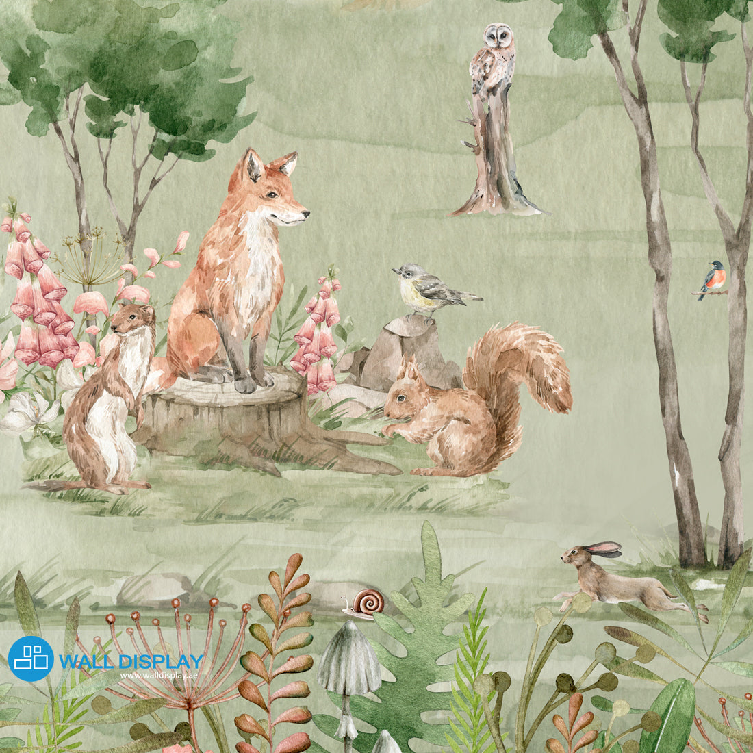 Forest Friends Mural - Kids Wallpaper in Dubai, Abu dhabi and All UAE