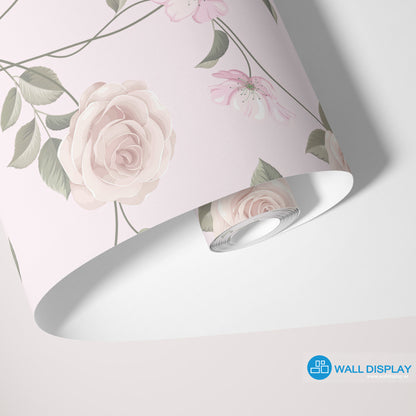 Blush Roses Floral Wallpaper