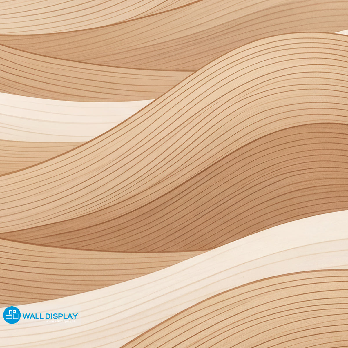 Sculpted Sand Dunes abstract beige wallpaper with flowing layered lines and warm neutral tones for modern interiors in Dubai UAE