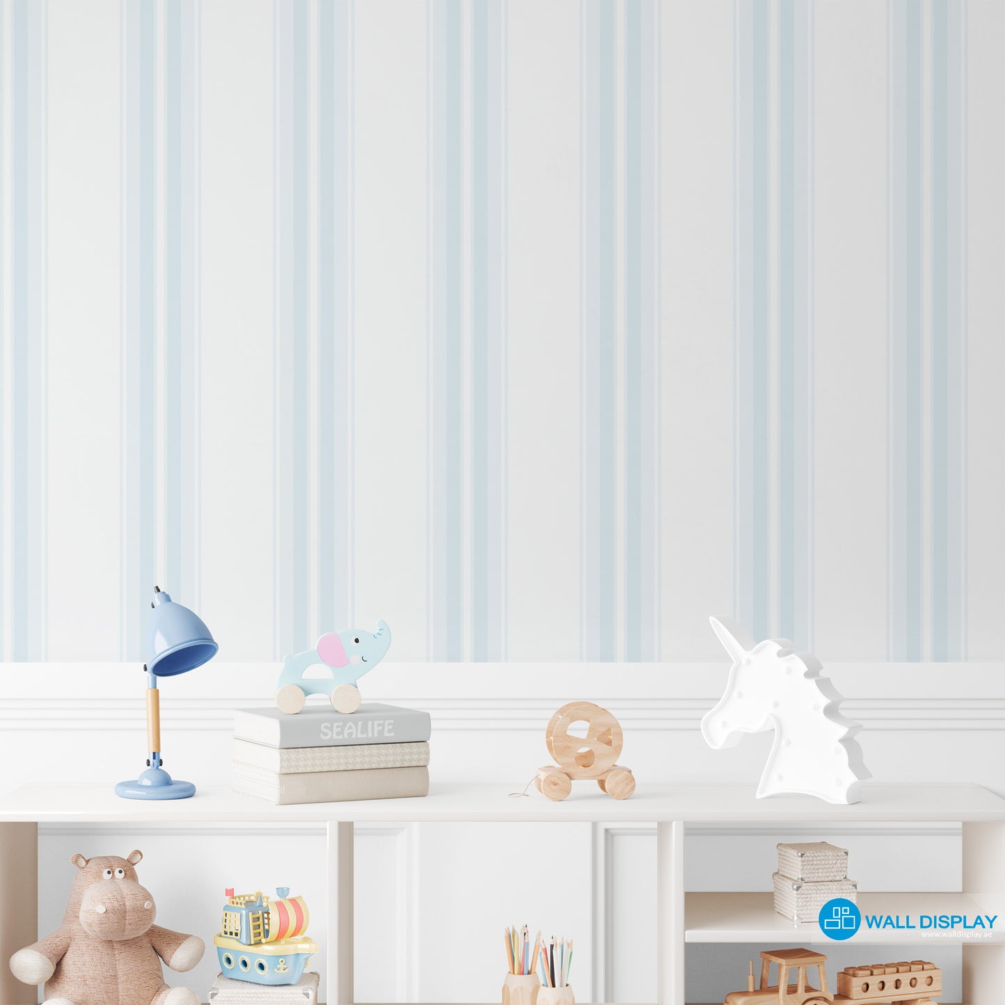 Timeless Linen Stripe Wallpaper with classic vertical stripe pattern and soft linen-inspired finish for elegant interior walls