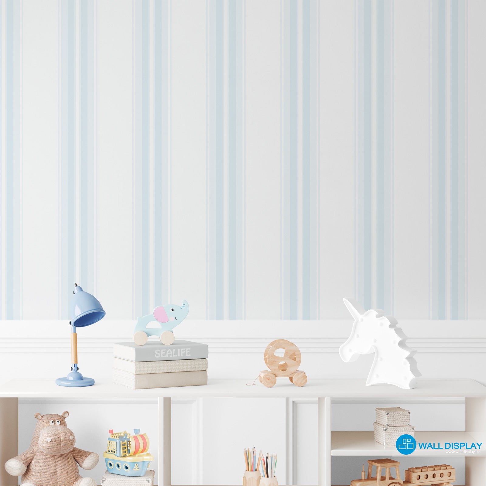Timeless Linen Stripe Wallpaper with classic vertical stripe pattern and soft linen-inspired finish for elegant interior walls