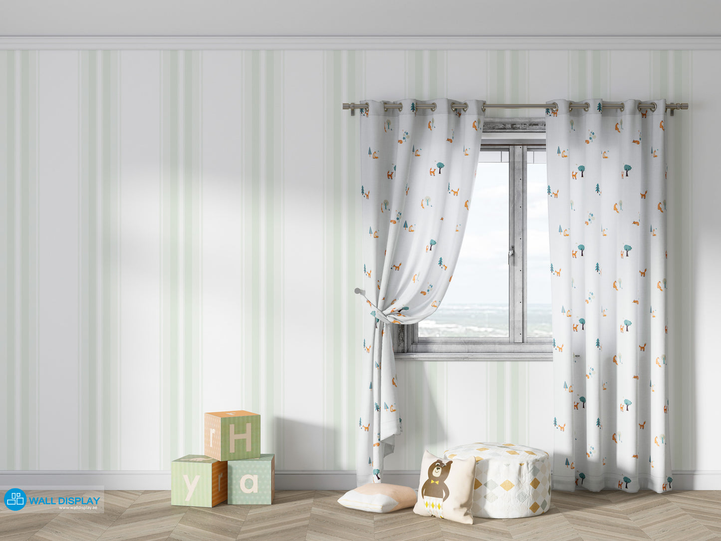 Timeless Linen Stripe Wallpaper with classic vertical stripe pattern and soft linen-inspired finish for elegant interior walls