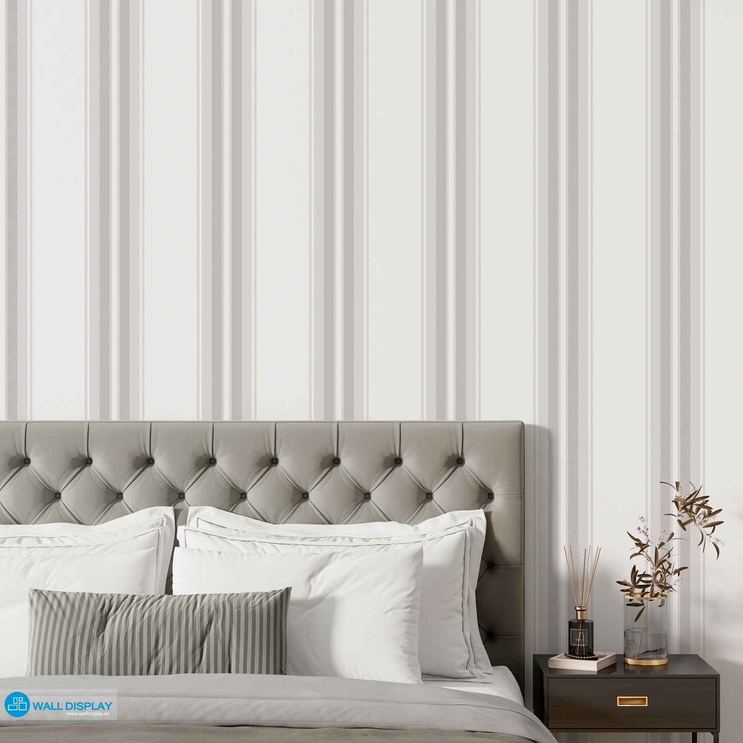Timeless Linen Stripe Wallpaper with classic vertical stripe pattern and soft linen-inspired finish for elegant interior walls