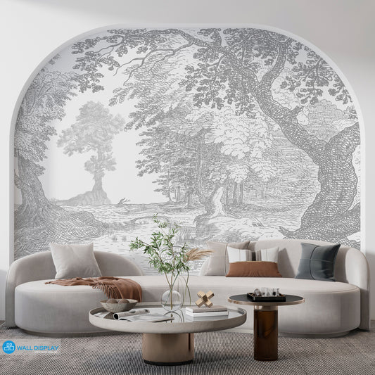 Vintage Woodland Wallpaper Mural for Elegant Interiors dubai Abu Dhabi 