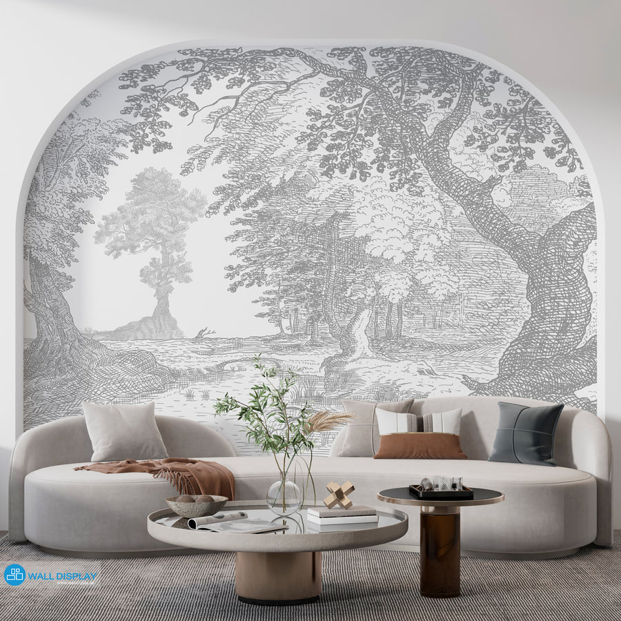 Vintage Woodland Wallpaper Mural for Elegant Interiors dubai Abu Dhabi 