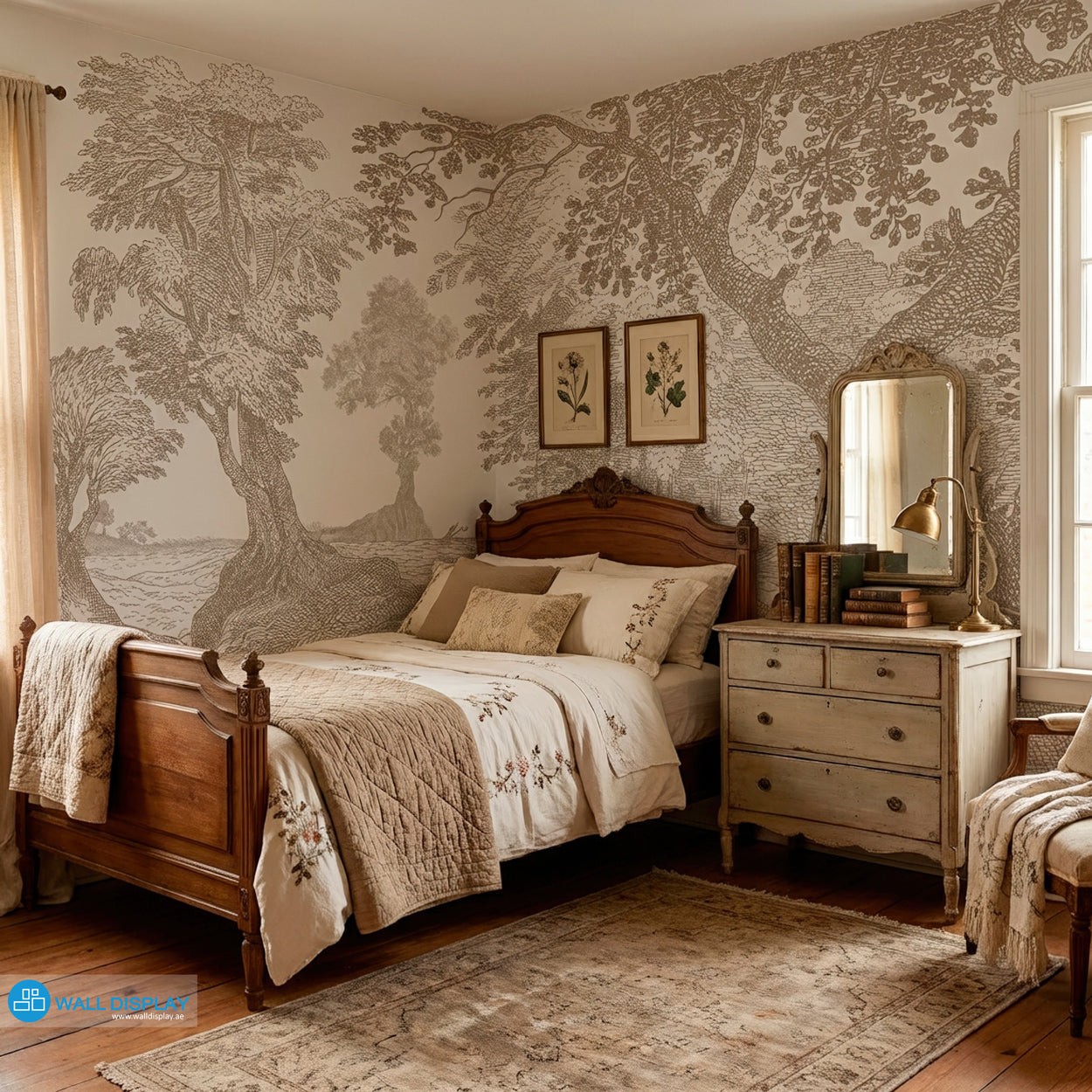 Vintage Woodland Wallpaper Mural for Elegant Interiors dubai Abu Dhabi 
