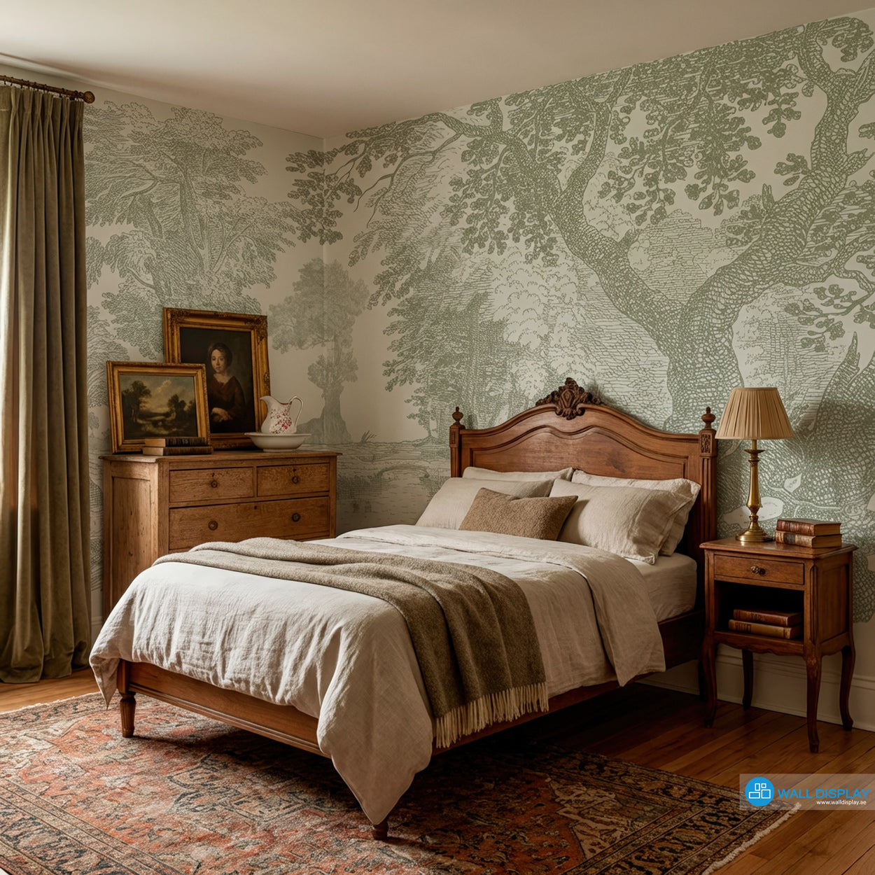 Vintage Woodland Wallpaper Mural for Elegant Interiors dubai Abu Dhabi 