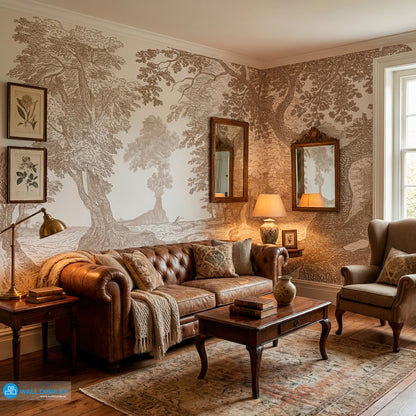 Vintage Woodland Wallpaper Mural for Elegant Interiors dubai Abu Dhabi 