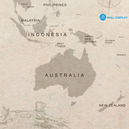 Vintage World Map wall mural in Dubai, Abu Dhabi and all UAE