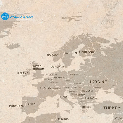 Vintage World Map wall mural in Dubai, Abu Dhabi and all UAE