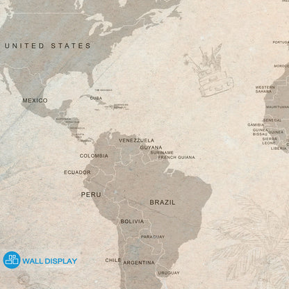 Vintage World Map wall mural in Dubai, Abu Dhabi and all UAE