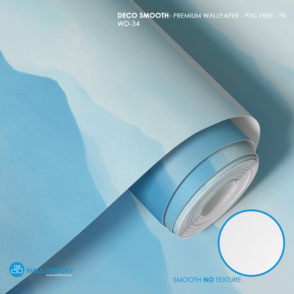 Roll of Deco Smooth wallpaper with a blue background