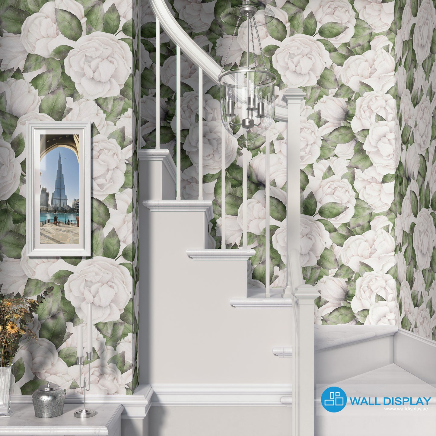 White Roses Floral Wallpaper in Dubai, Abu dhabi and All UAE