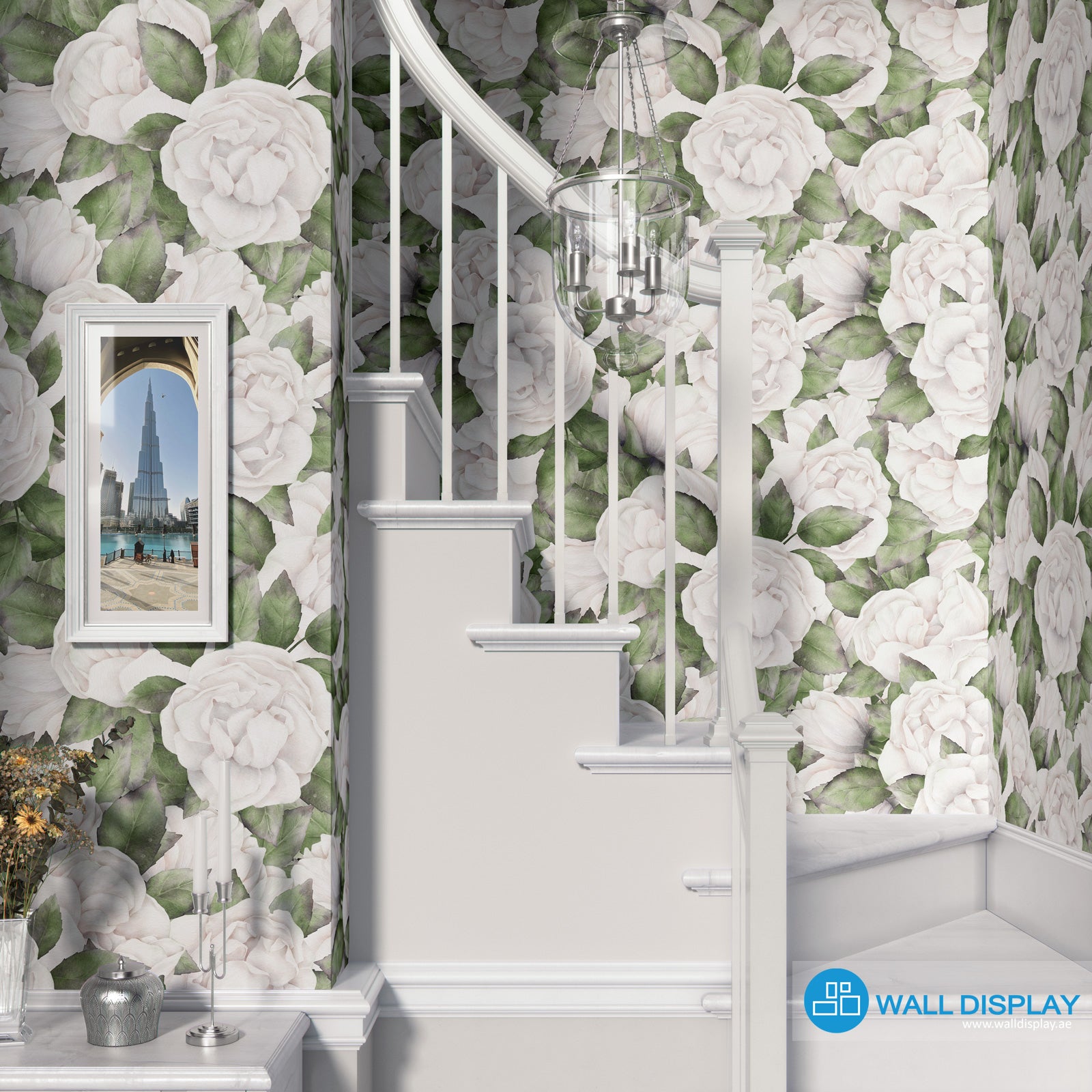 White Roses Floral Wallpaper in Dubai, Abu dhabi and All UAE
