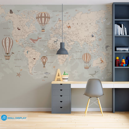 World Map II - Kids Wallpaper walldisplay wallpaper-dubai