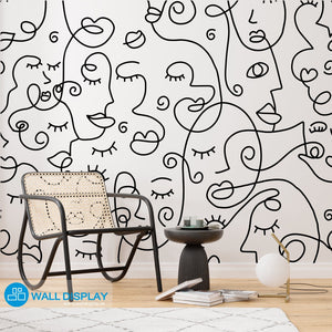 Abstract one line art II - Pattern Wallpaper in Dubai and Abu Dhabi