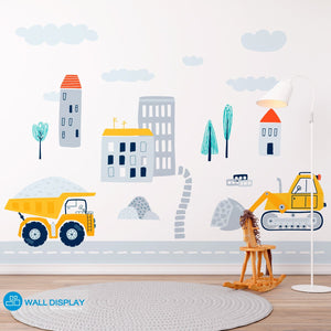 Big Construction Cars I - Kids Wallpaper walldisplay wallpaper-dubai