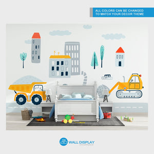 Big Construction Cars I - Kids Wallpaper walldisplay wallpaper-dubai