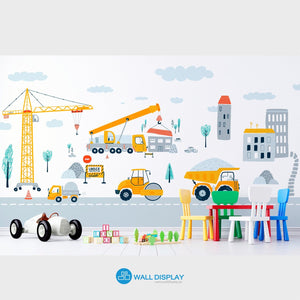 Big Construction Cars I - Kids Wallpaper walldisplay wallpaper-dubai