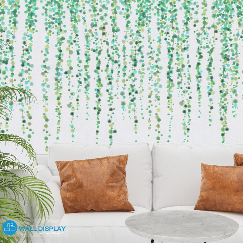 Falling Green Watercolor - Wall Mural walldisplay wallpaper-dubai