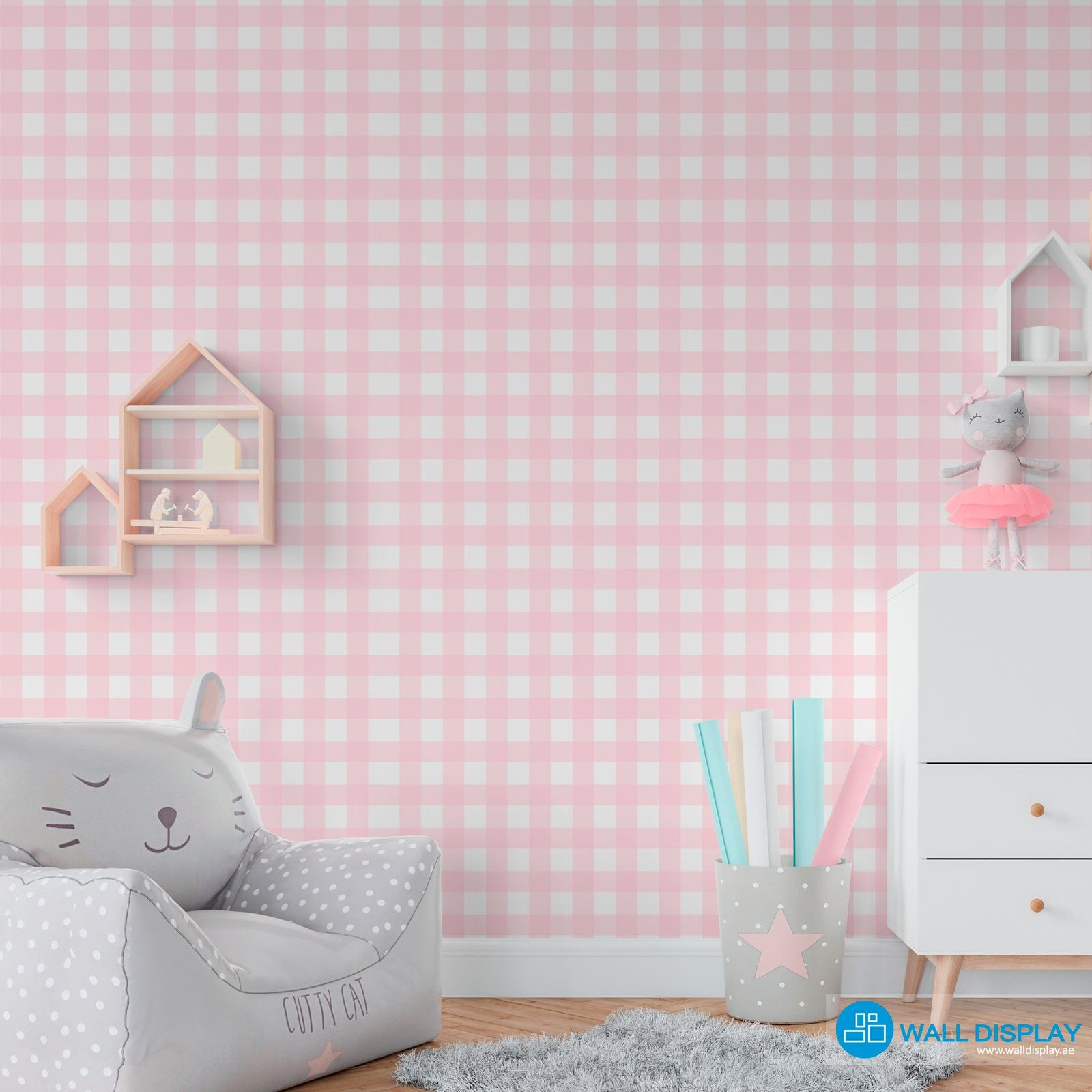 Gingham Pattern - Kids Wallpaper walldisplay wallpaper-dubai