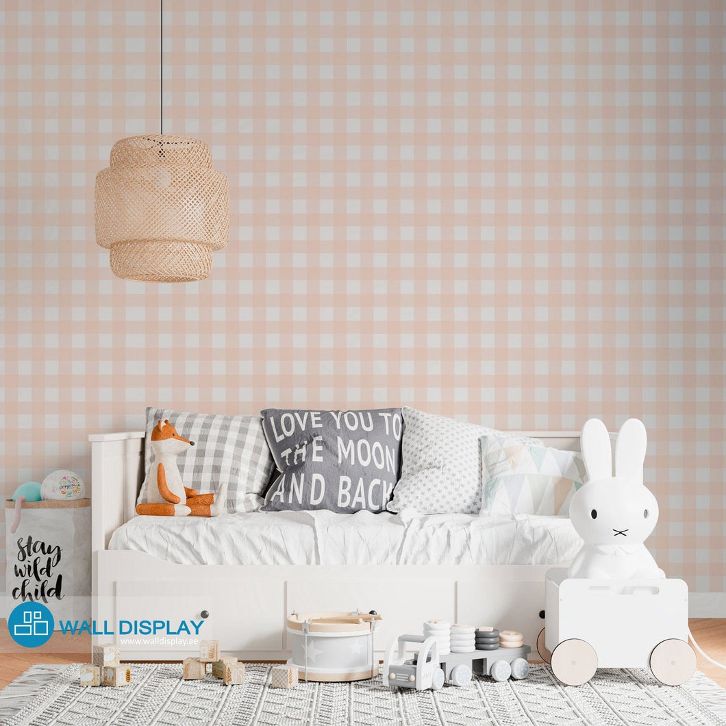 Gingham Pattern - Kids Wallpaper walldisplay wallpaper-dubai