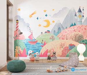 Lighthouse Bay - Kids Wallpaper walldisplay wallpaper-dubai