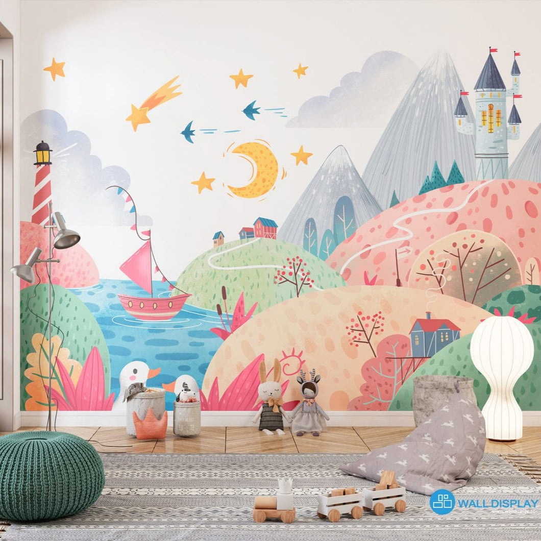 Lighthouse Bay - Kids Wallpaper walldisplay wallpaper-dubai