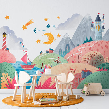 Lighthouse Bay - Kids Wallpaper walldisplay wallpaper-dubai