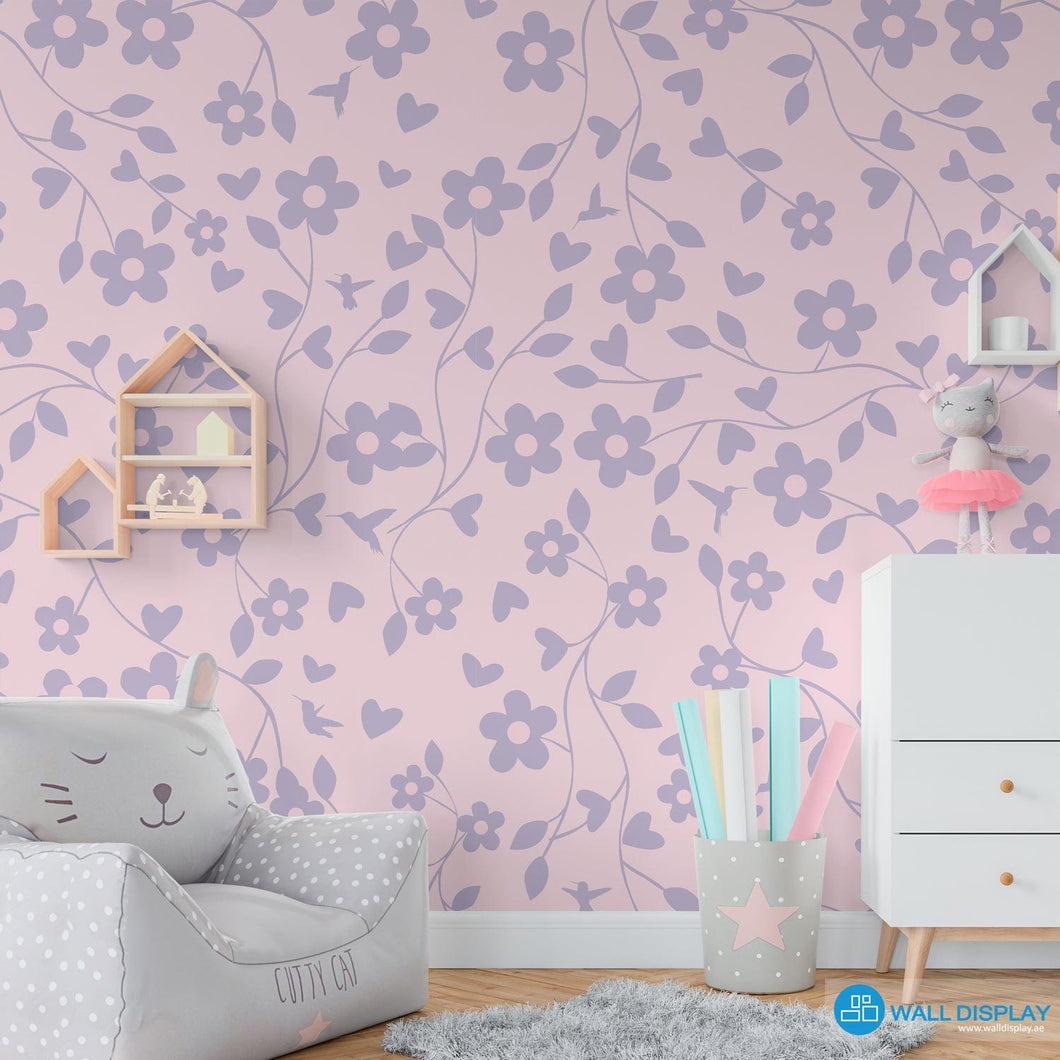 Lilac Rosy Garden - Kids Wallpaper walldisplay wallpaper-dubai