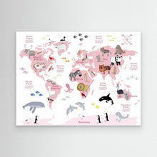 Load image into Gallery viewer, Animals of the World Map - white by Carla Daly