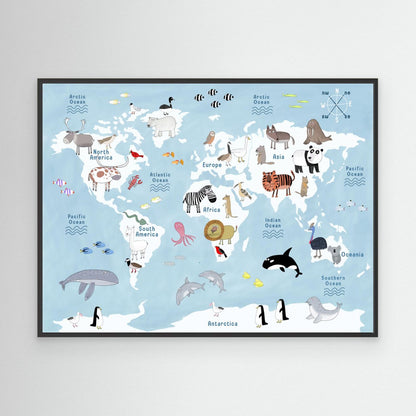 Cute Animal World Map by Carla Daly